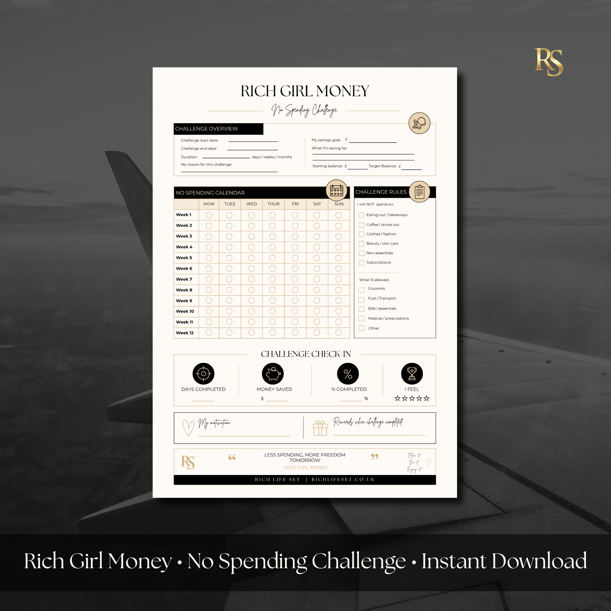 No Spend Challenge Printable