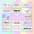 20 Pastel Rainbow Thank You Cards | Commercial Use PLR