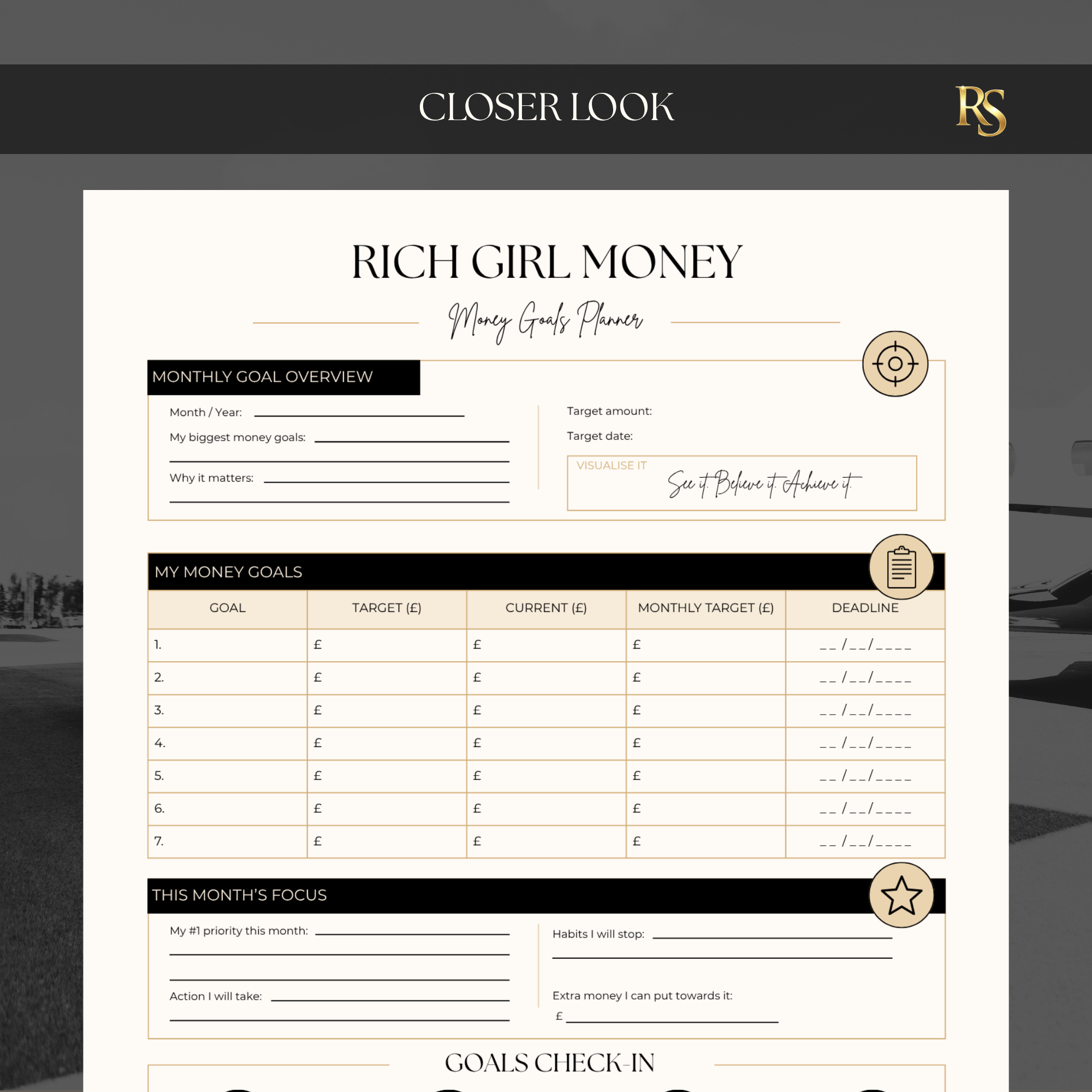 Money Goals Planner Printable