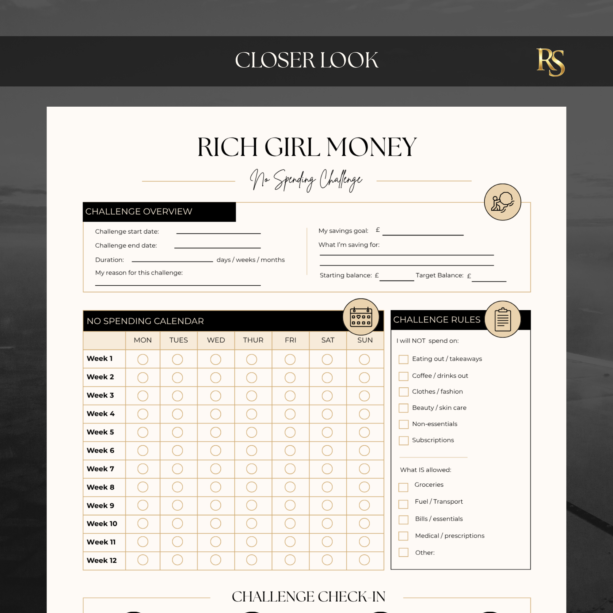 No Spend Challenge Printable