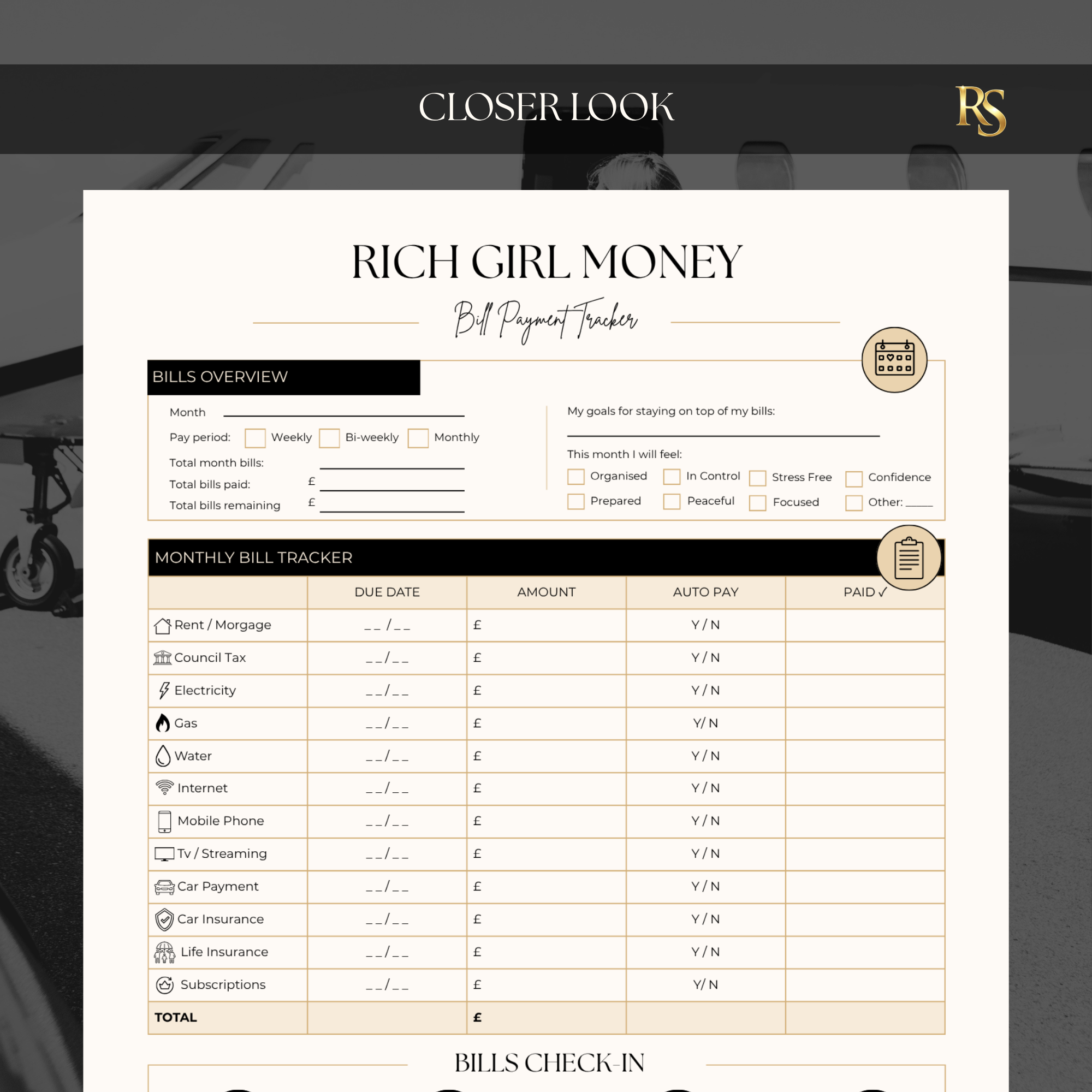 Bill Payment Tracker Printable