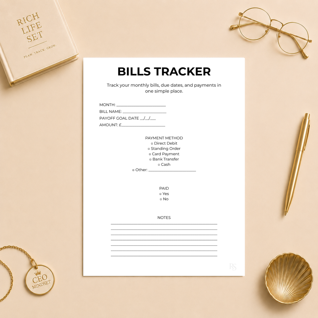 Bills Tracker Printable Planner