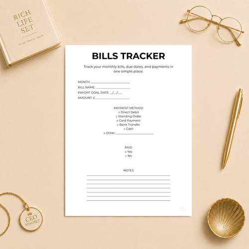 Bills Tracker Printable Planner