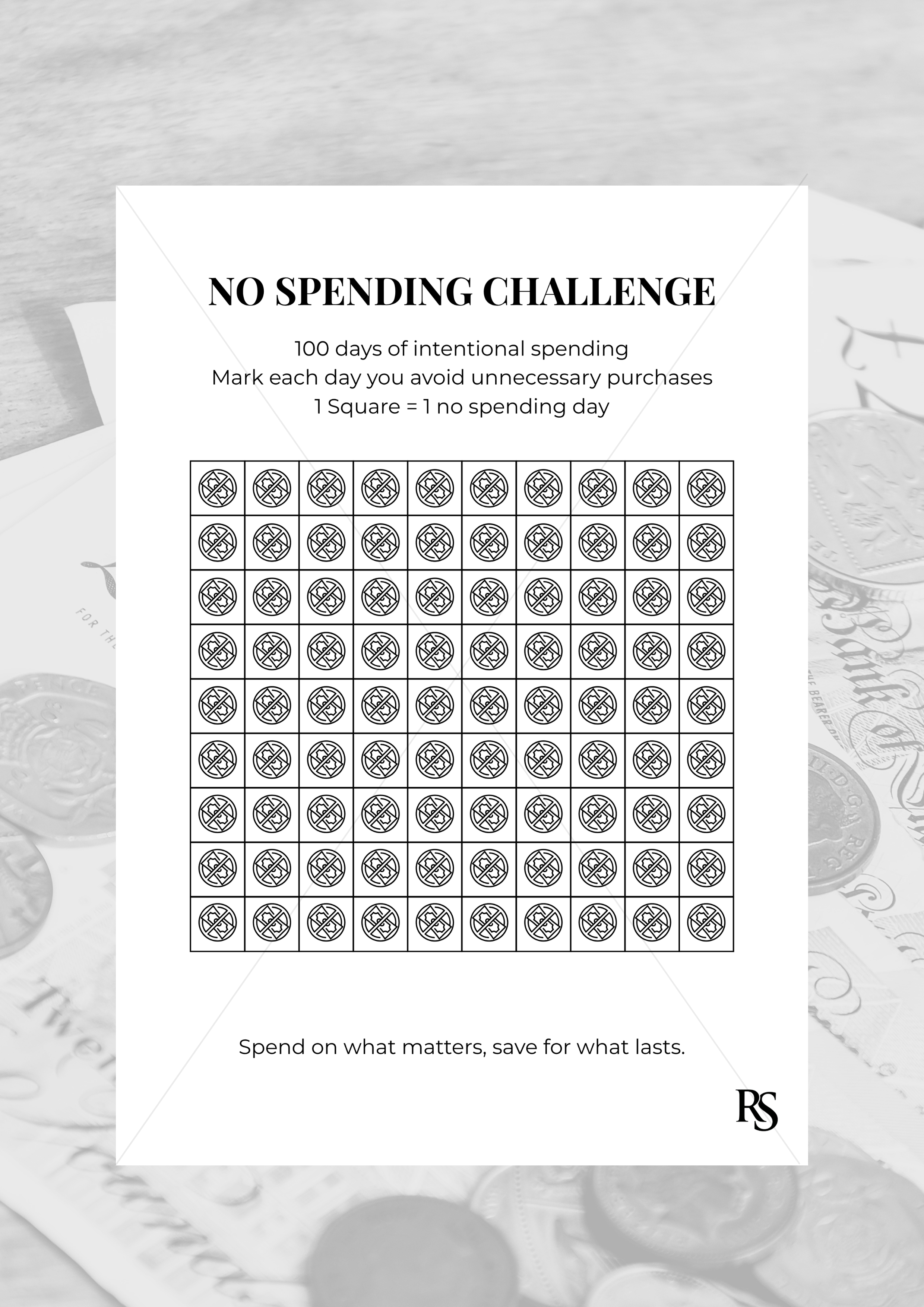 NO SPENDING CHALLENGE TRACKER