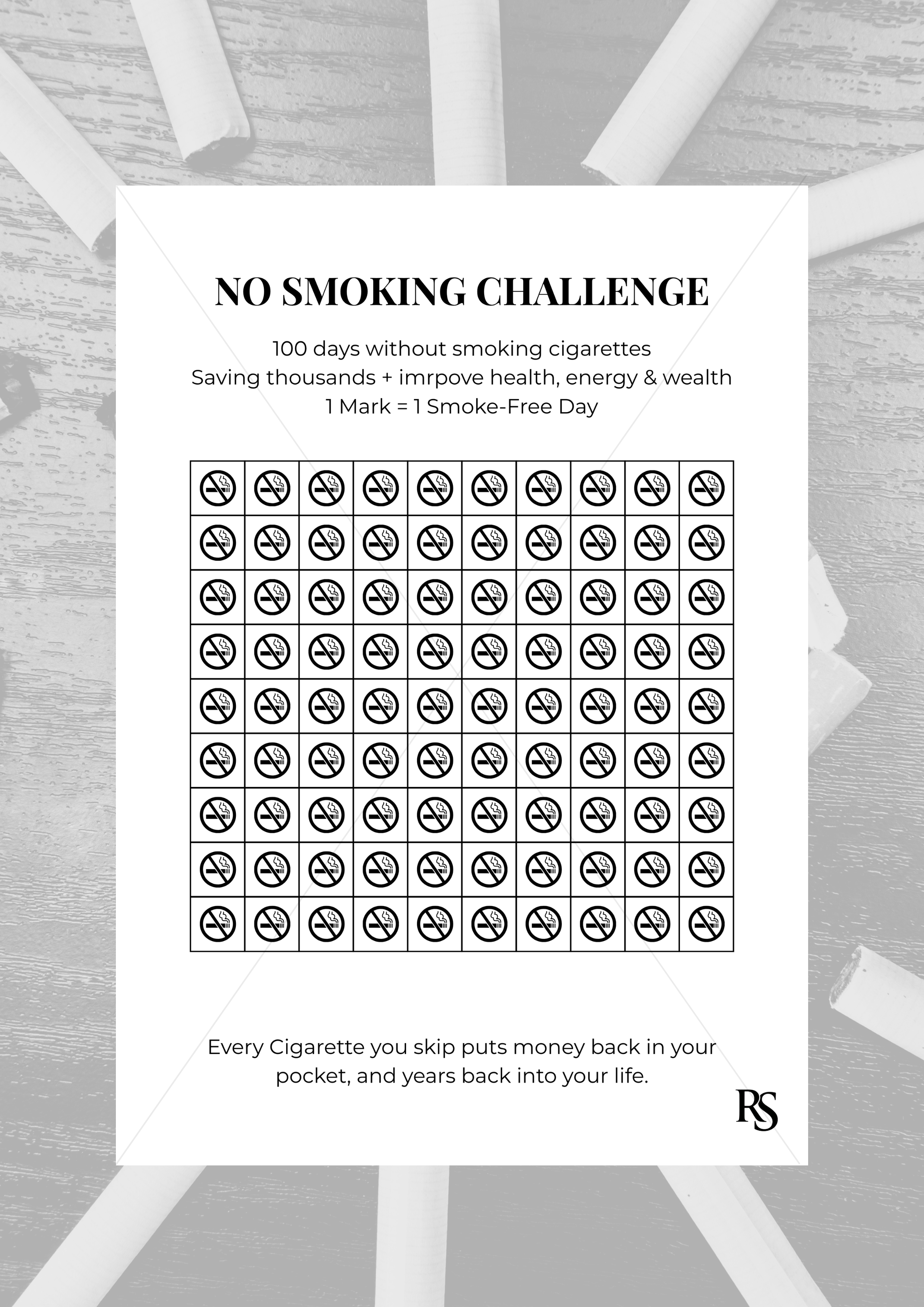 NO SMOKING CHALLENGE TRACKER