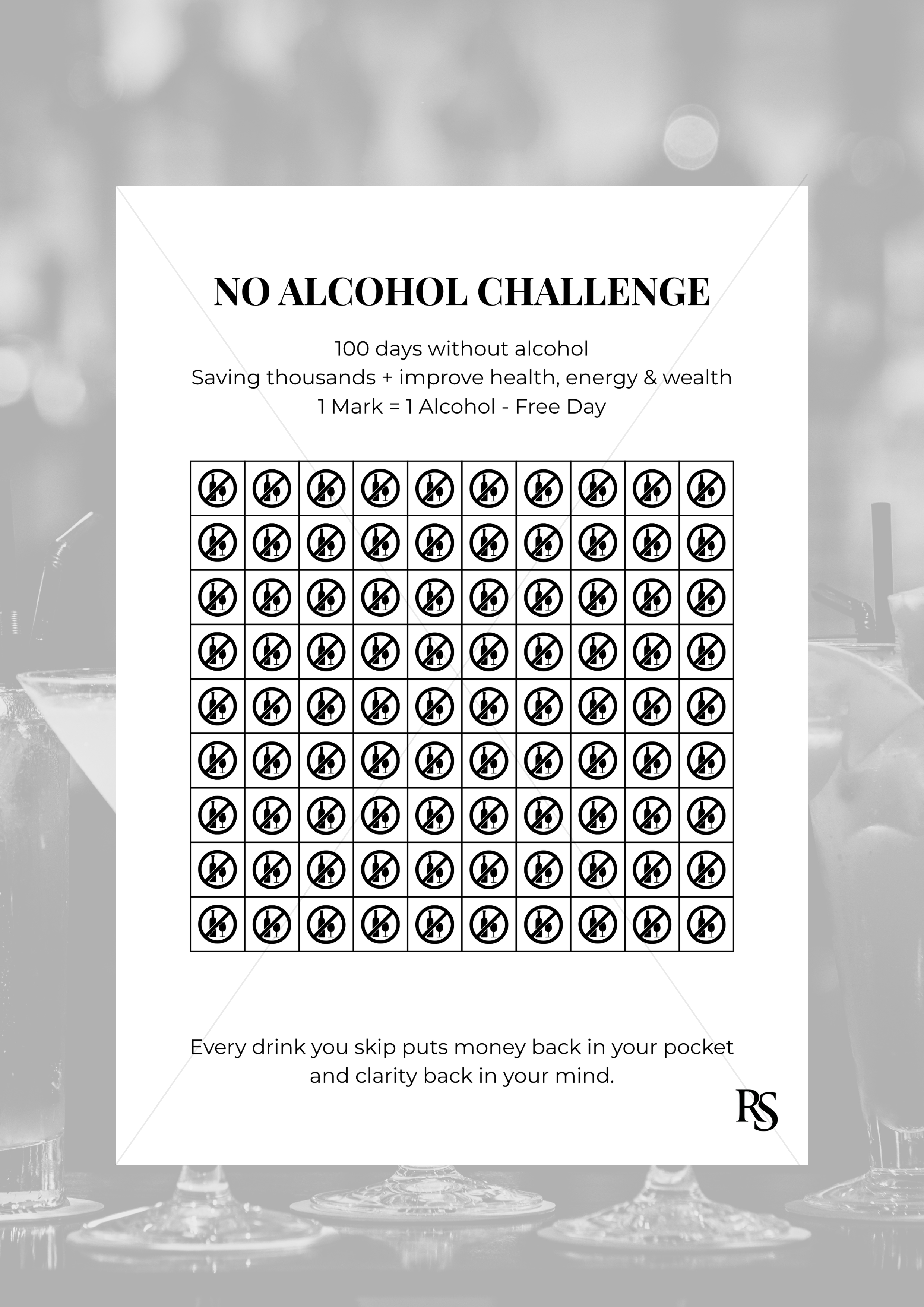 NO ALCOHOL CHALLENGE TRACKER