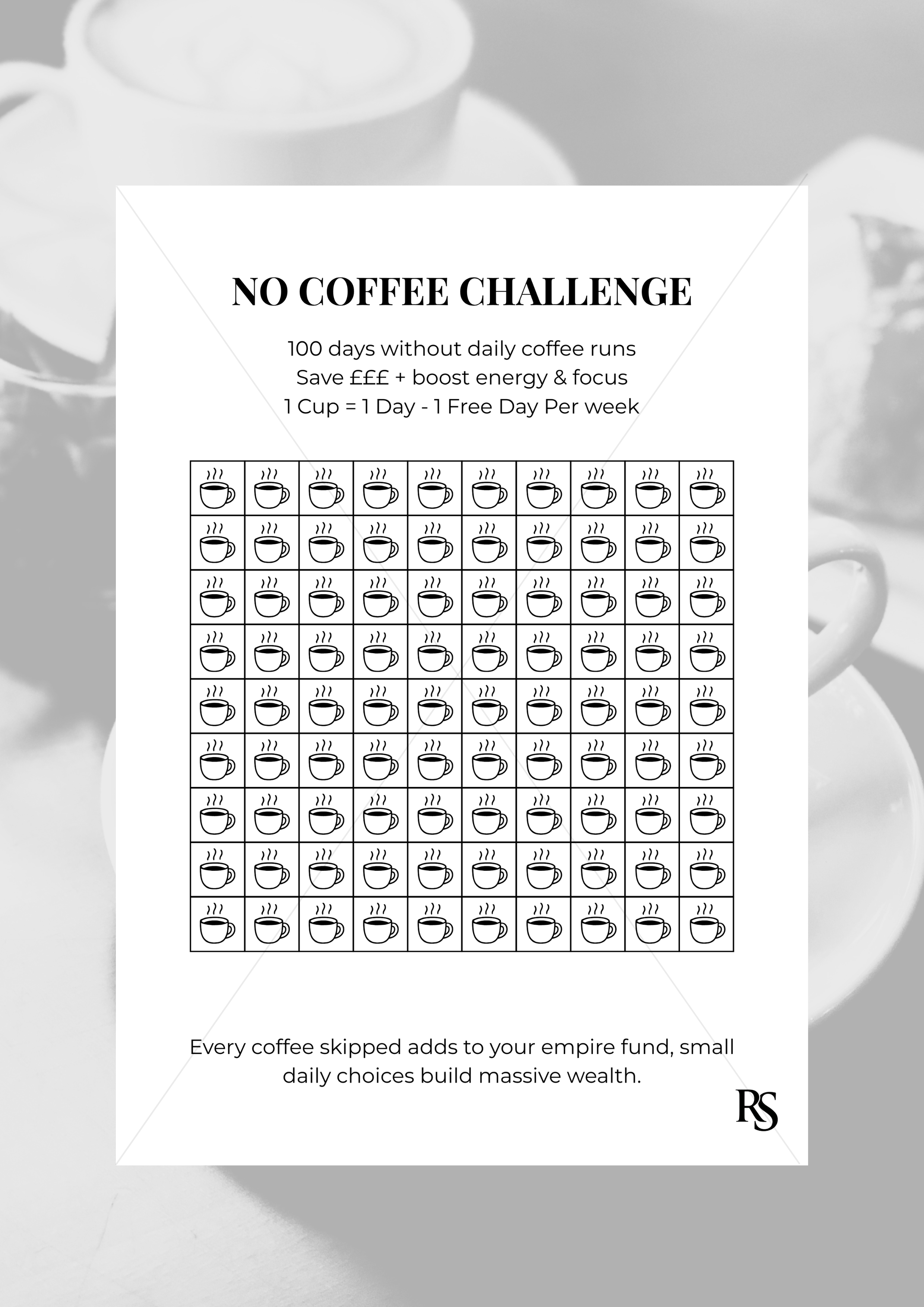 NO COFFEE CHALLENGE TRACKER