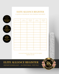 Elite Alliance Register | Luxury A4 Printable PDF