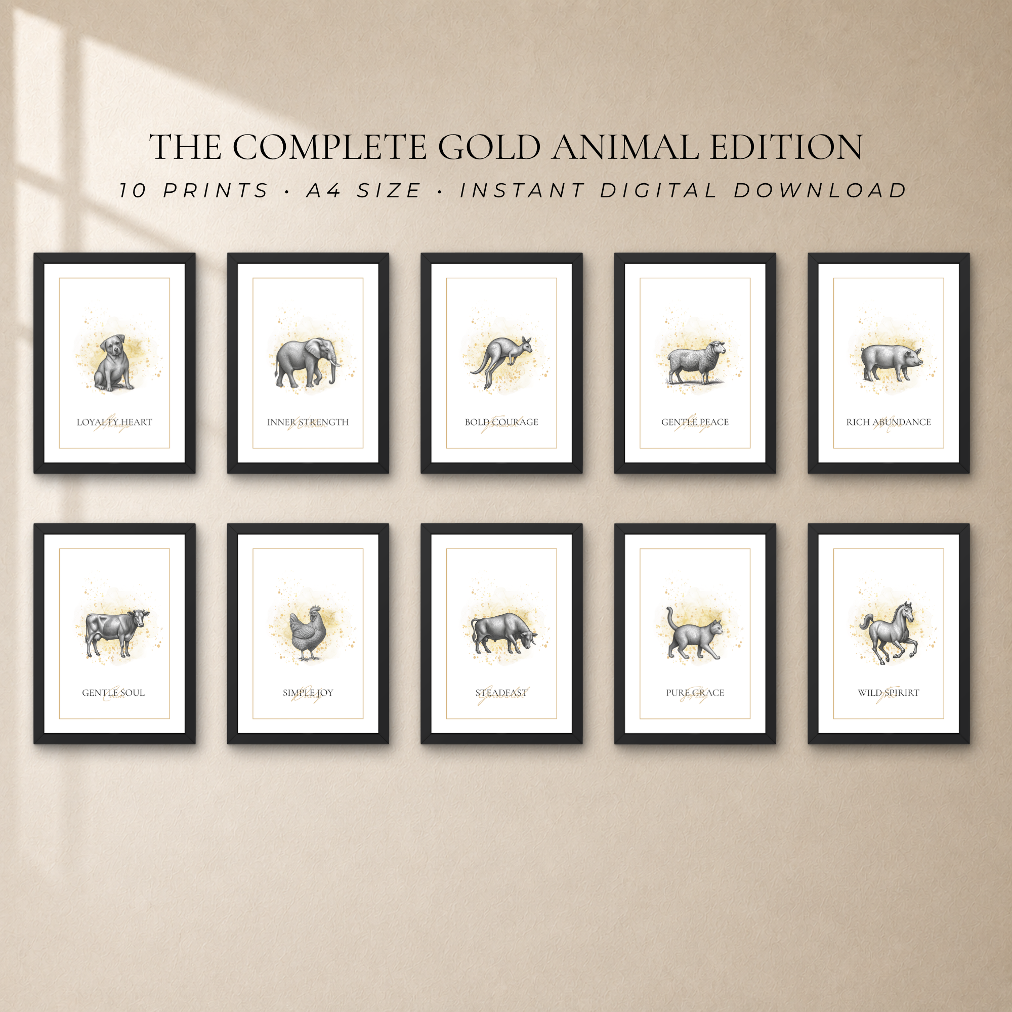 Luxury Animal Wall Art Set of 10