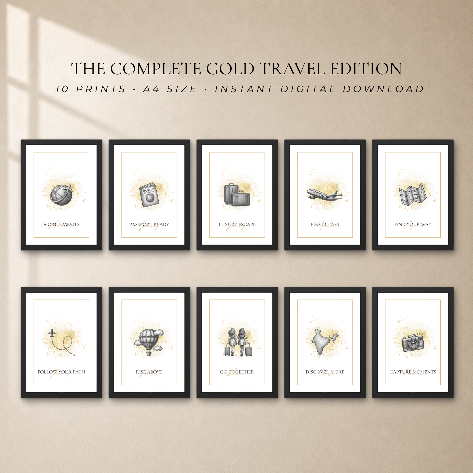 Luxury Travel Wall Art Set of 10