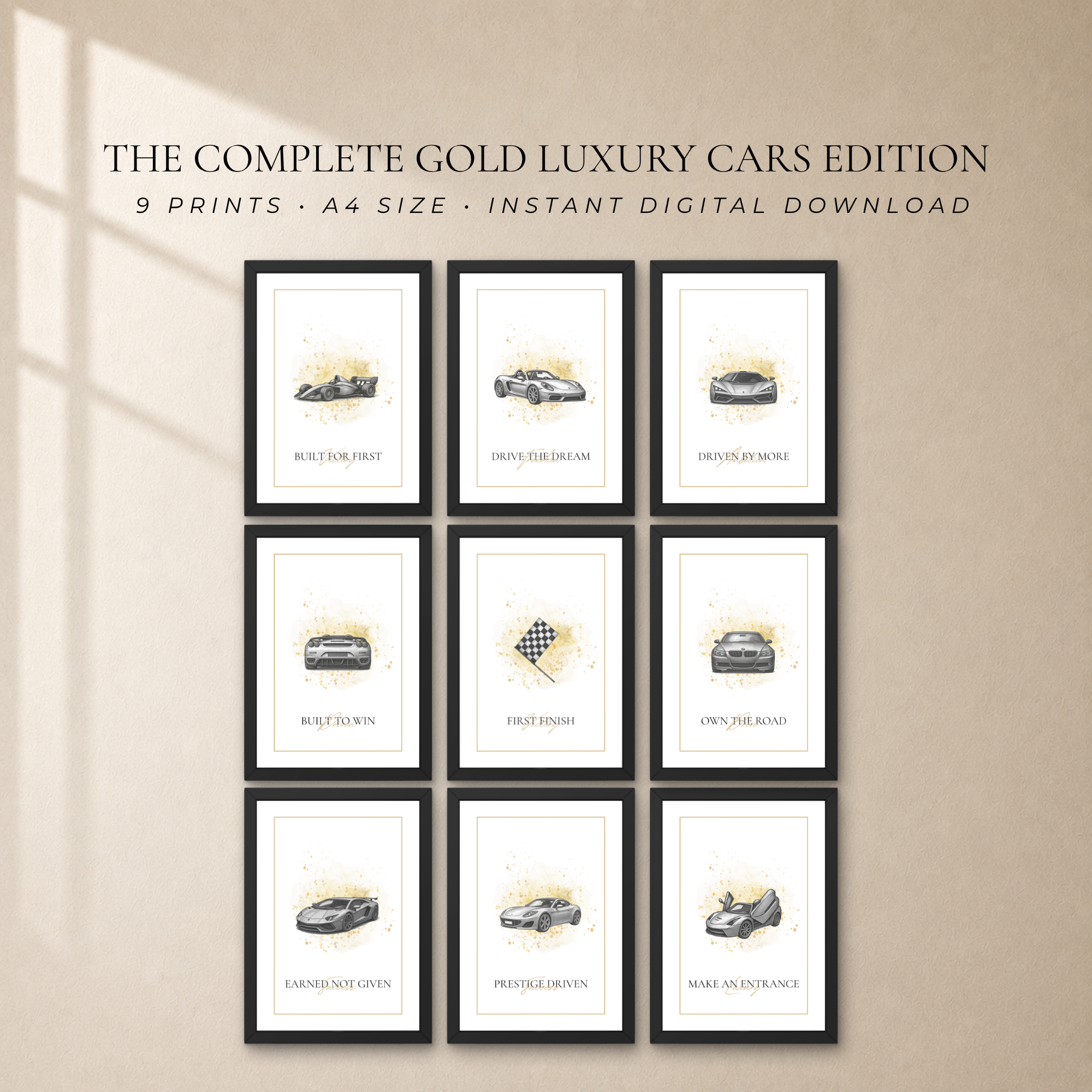 Luxury Car Wall Art Set of 9
