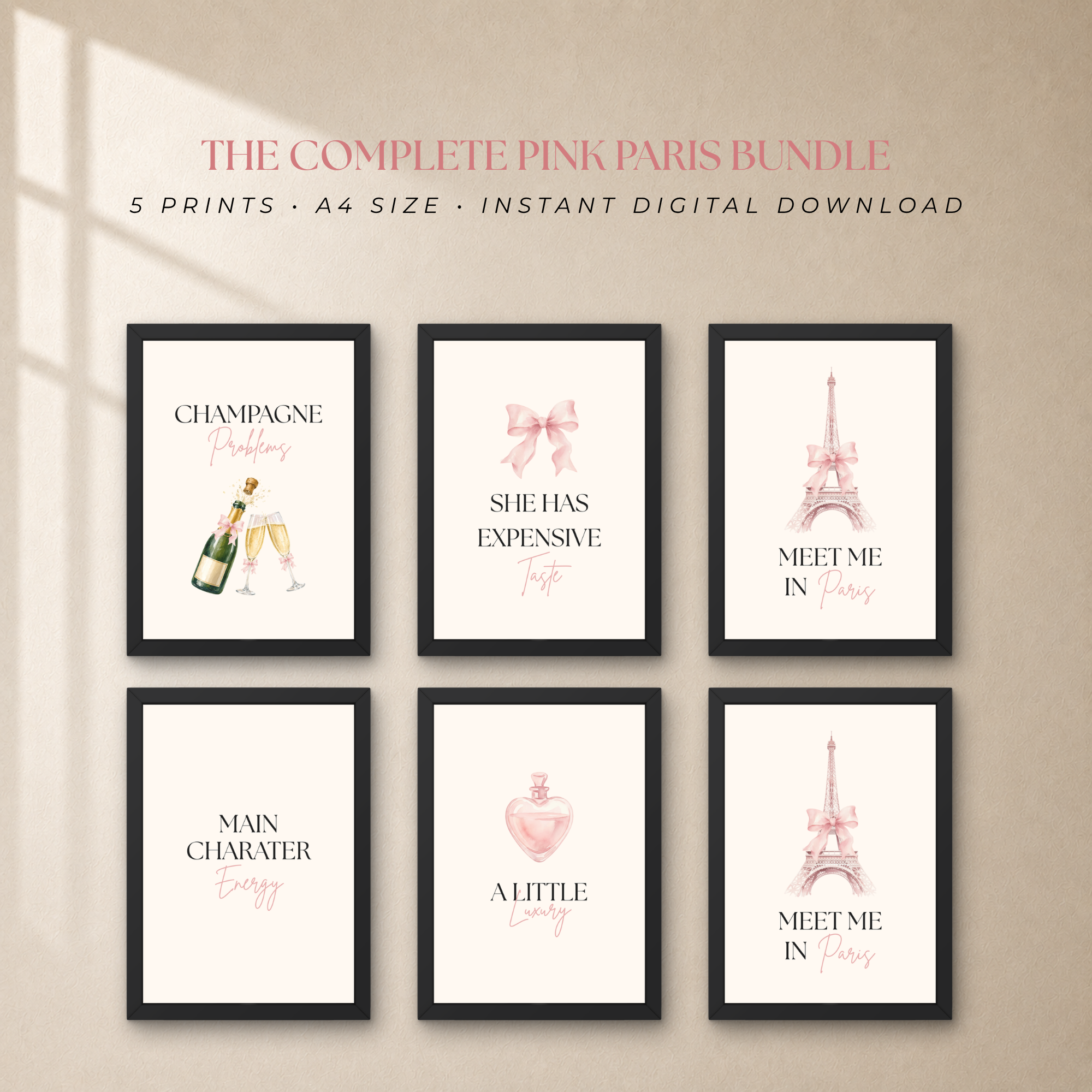 Pink Paris Wall Art Bundle