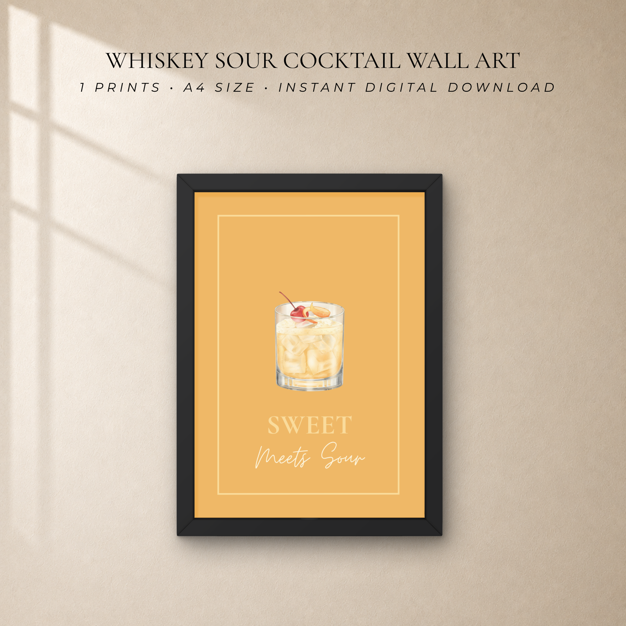 Whiskey Sour Cocktail Wall Art