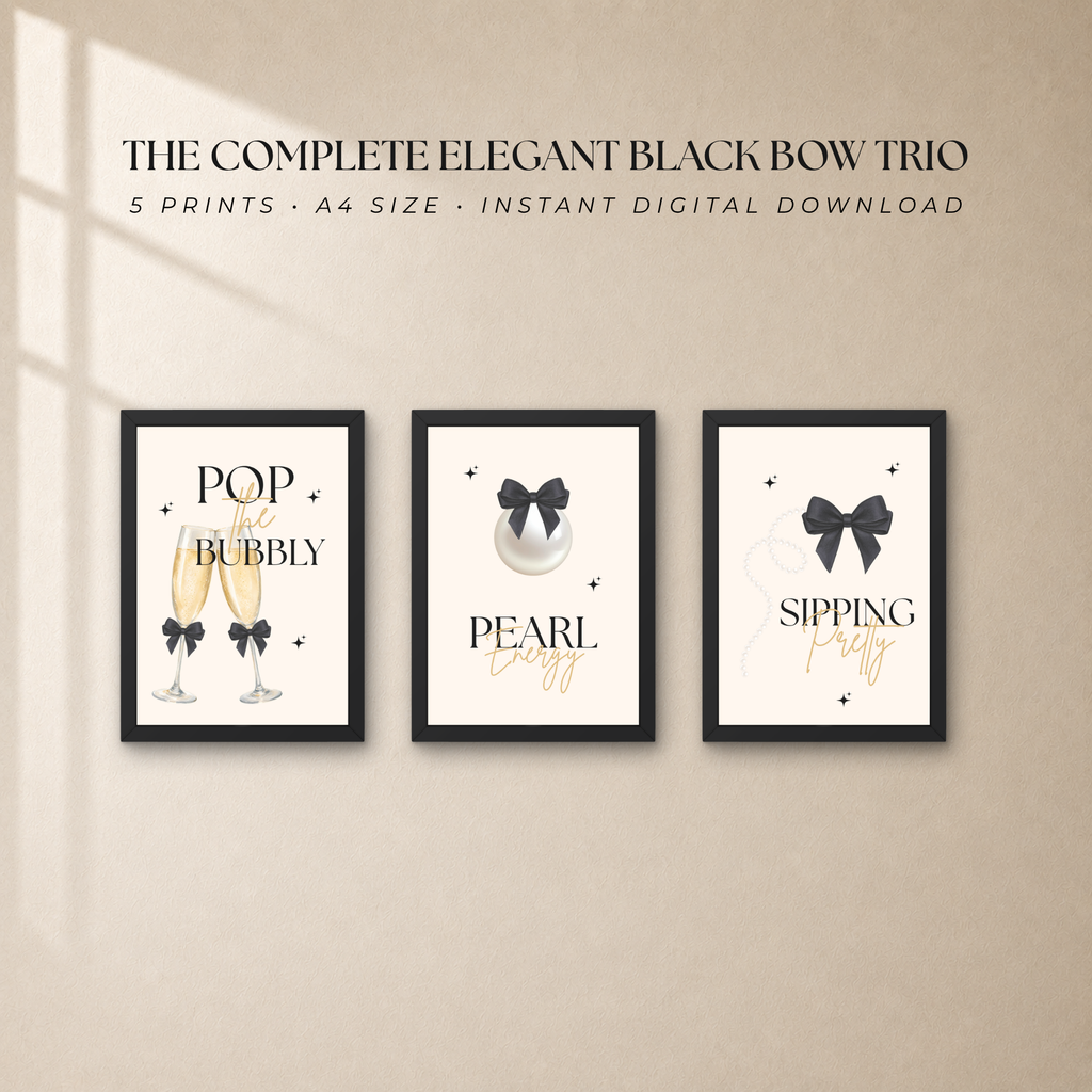 Black Bow Wall Art Trio