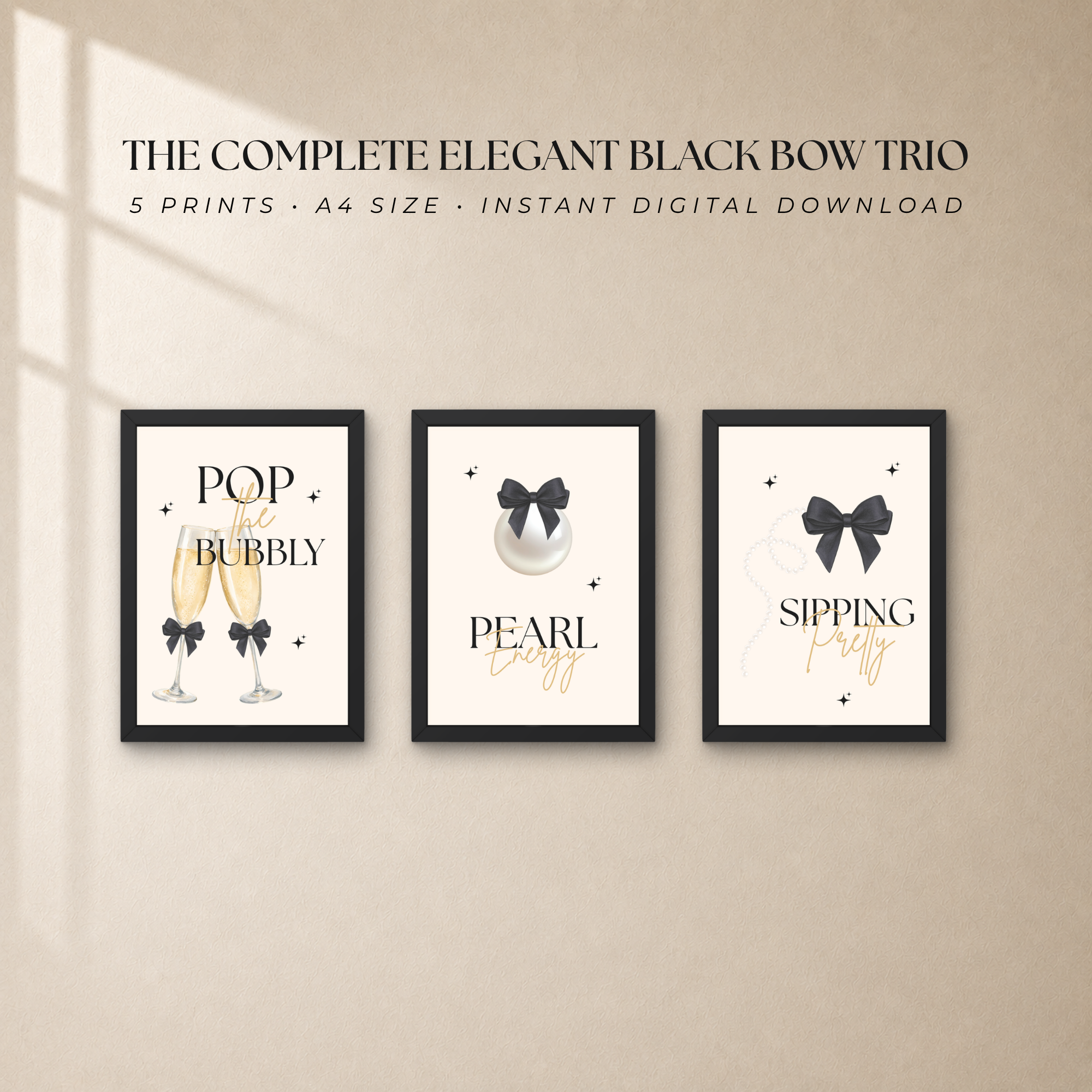 Black Bow Wall Art Trio