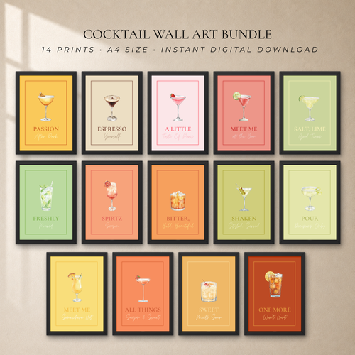 Cocktail Wall Art Bundle – 14 Printable Art Prints