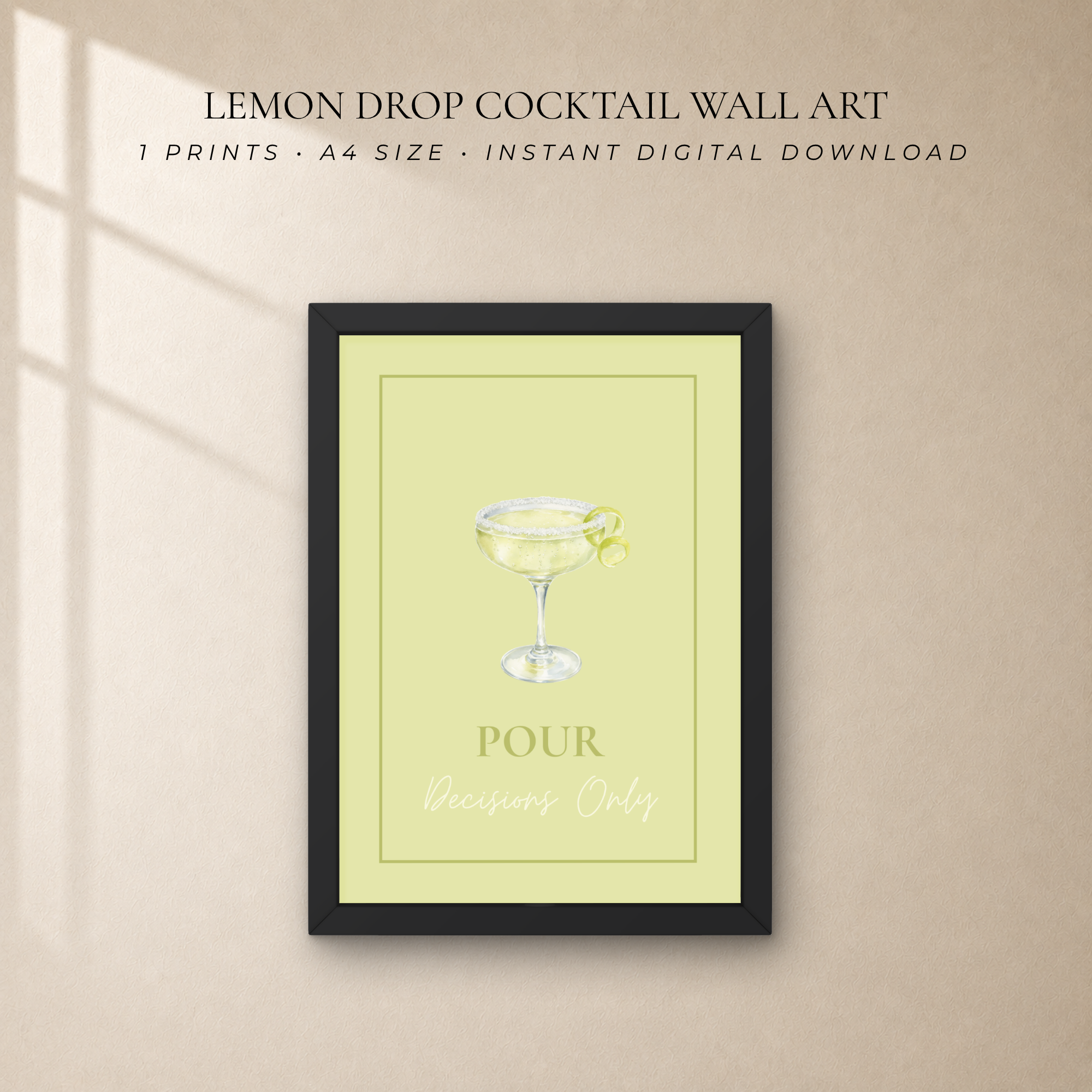 Lemon Drop Cocktail Wall Art