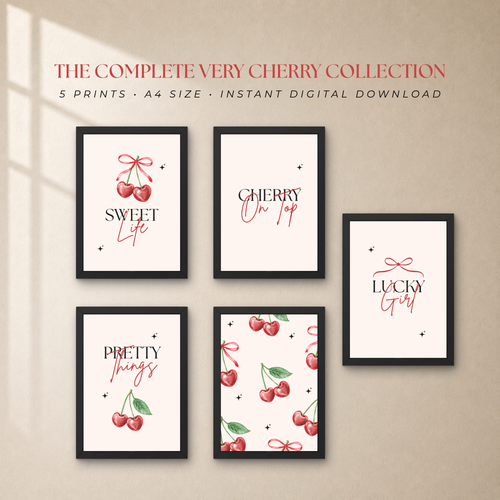 Cherry Wall Art Set of 5