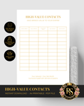 High‑Value Contacts | Luxury A4 Printable PDF