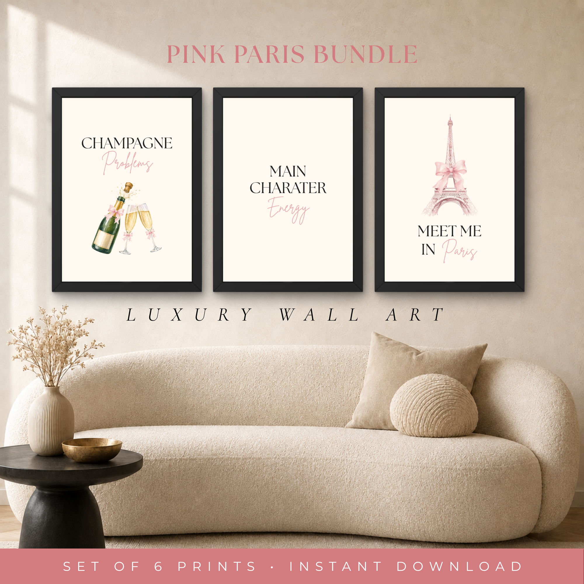 Pink Paris Wall Art Bundle
