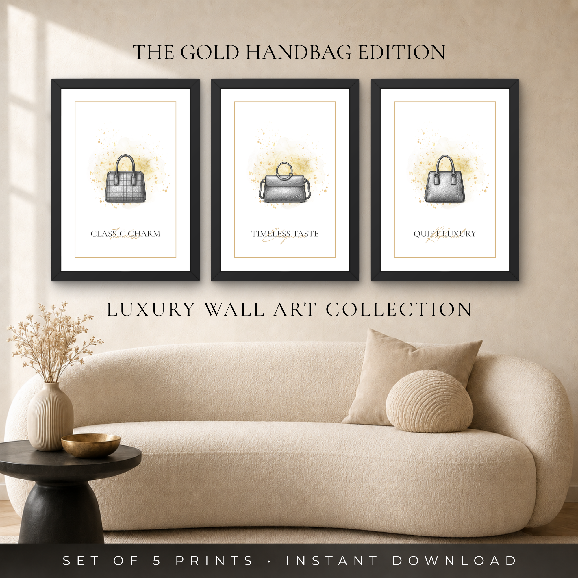 Luxury Handbag Wall Art Set of 5