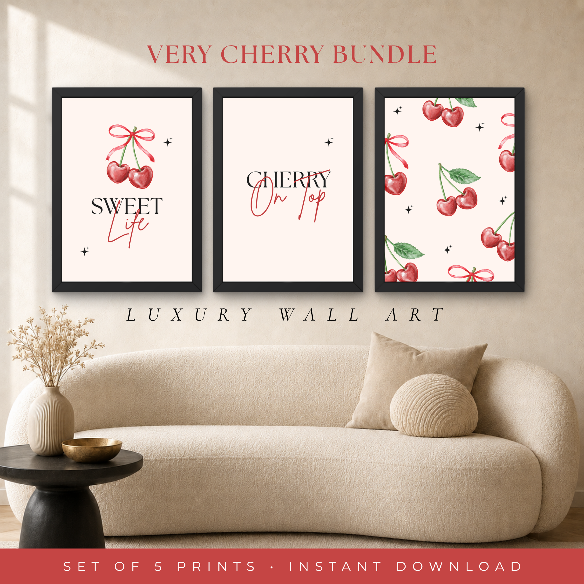Cherry Wall Art Set of 5