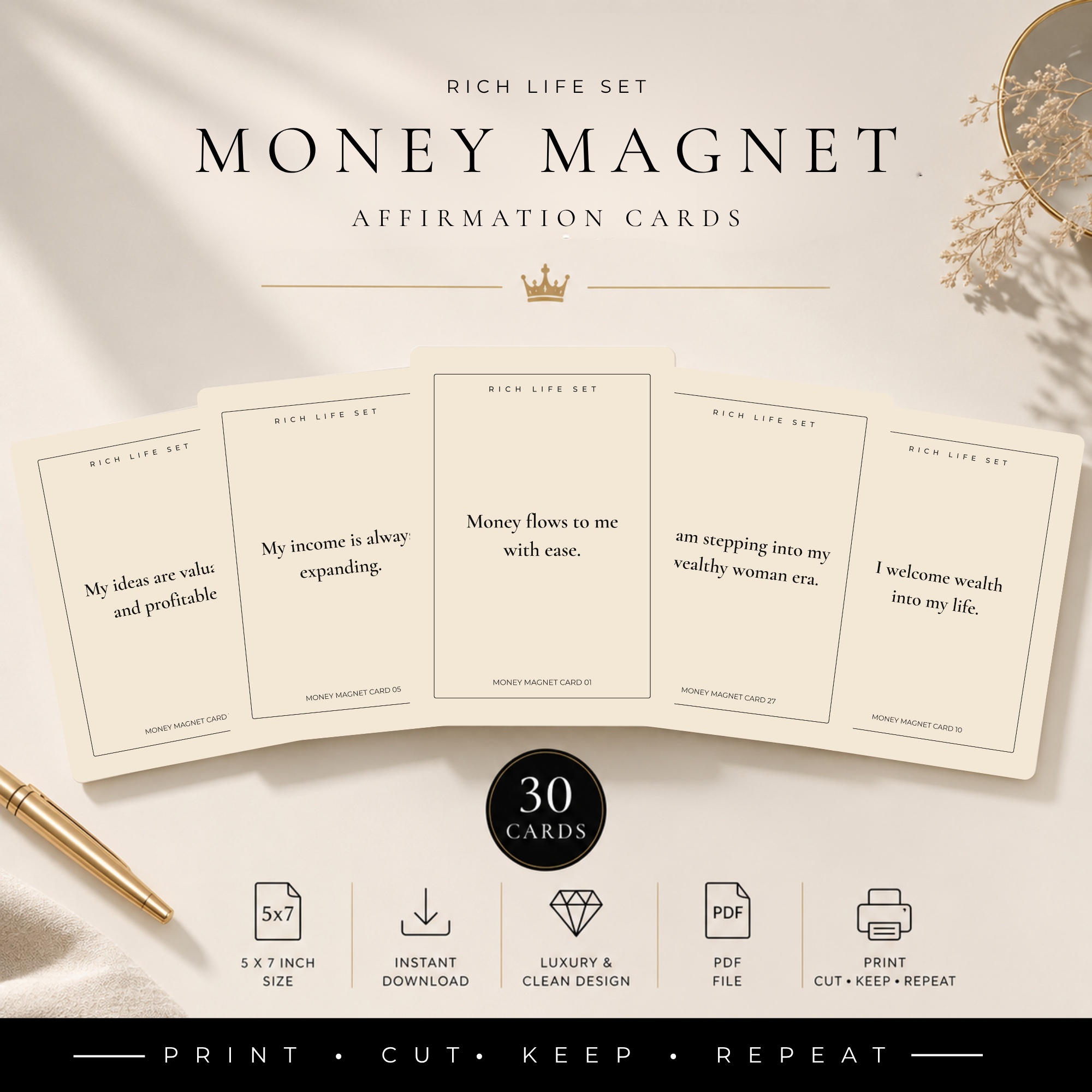 Money Magnet Affirmation Cards