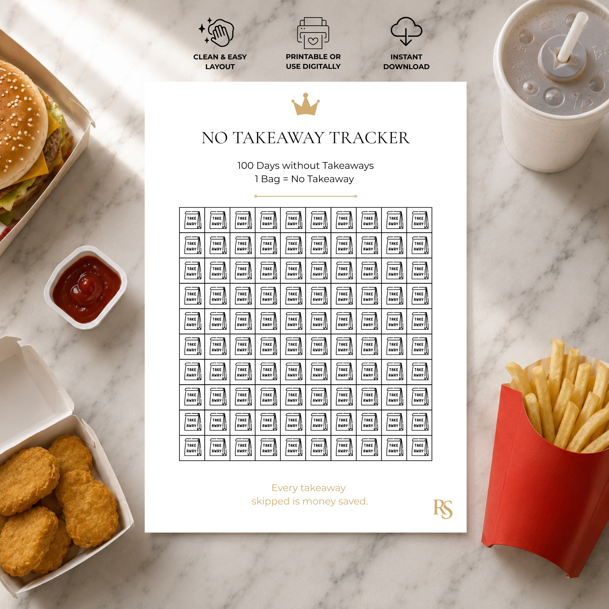 NO TAKEAWAY CHALLENGE TRACKER