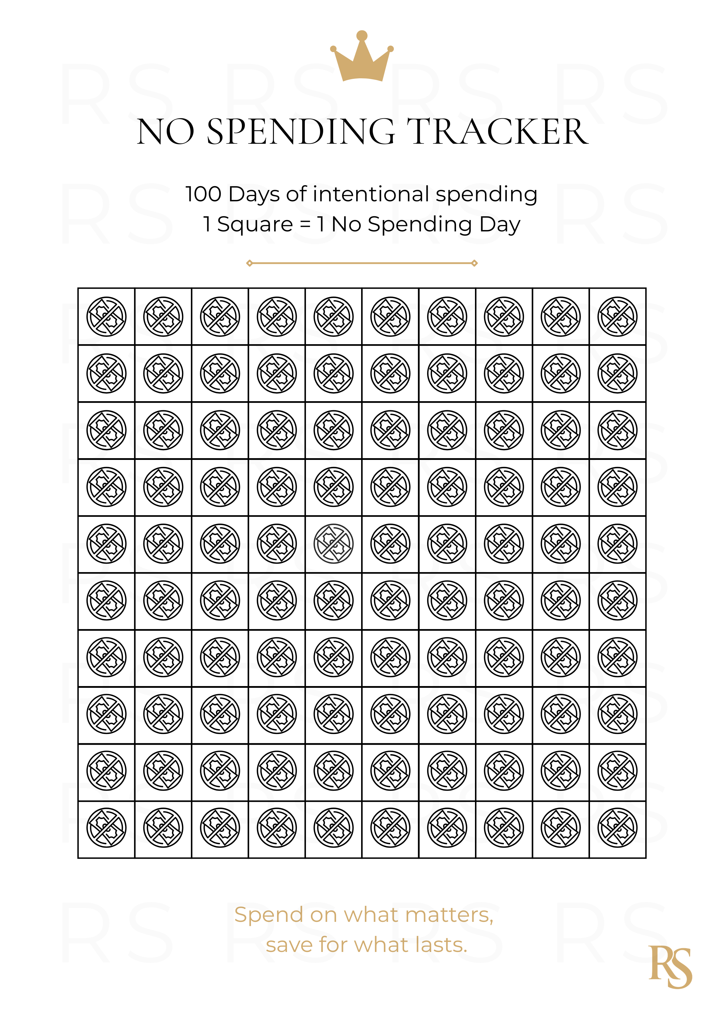 NO SPENDING CHALLENGE TRACKER