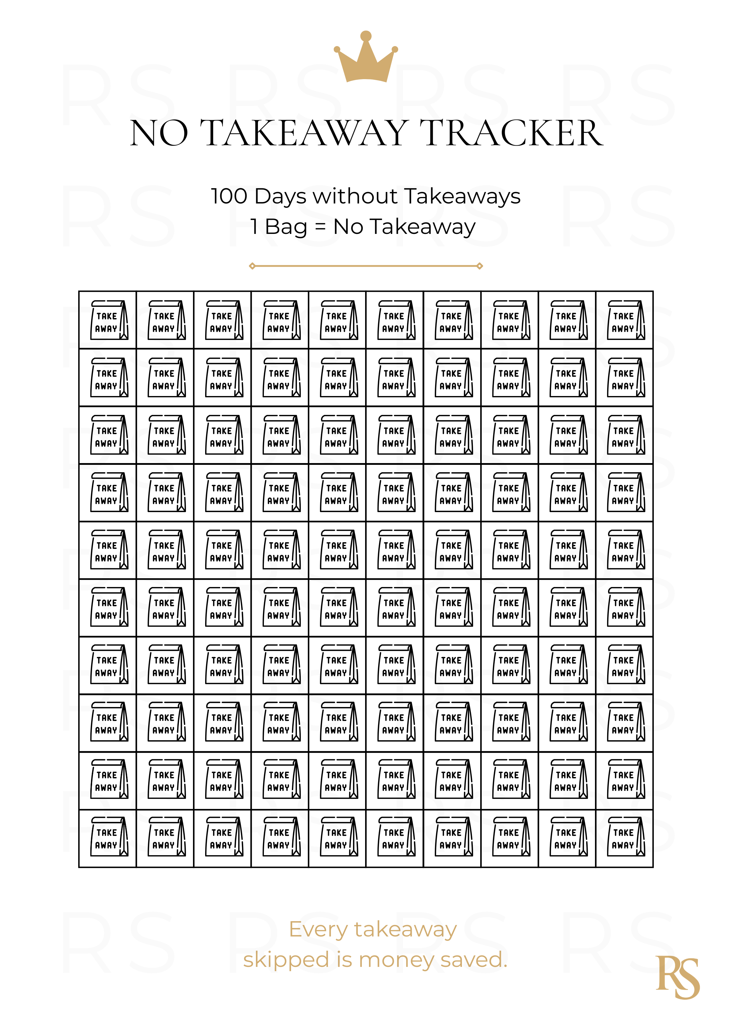 NO TAKEAWAY CHALLENGE TRACKER