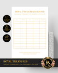 Royal Treasures Register | Luxury A4 Printable PDF