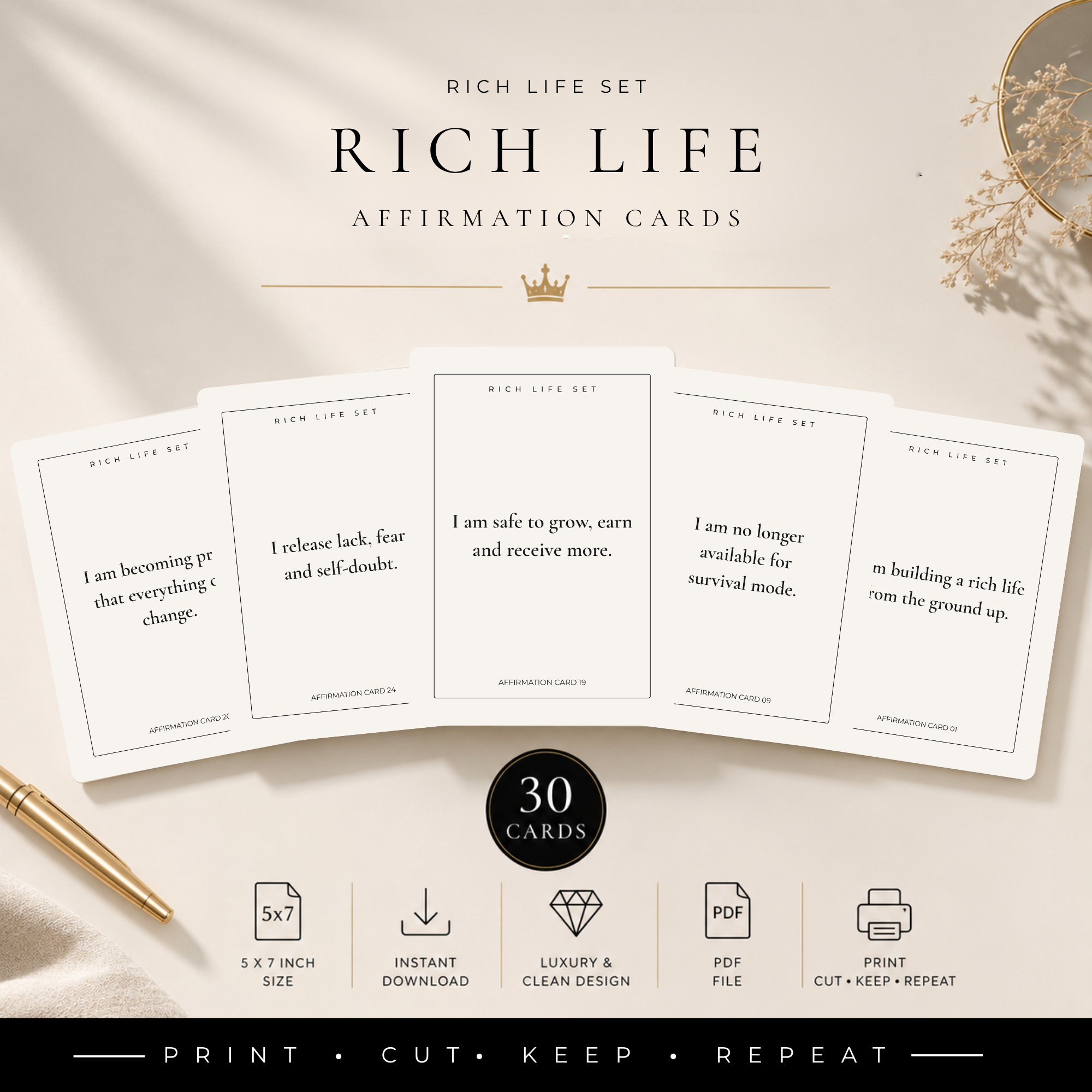 Rich Life Affirmation Cards